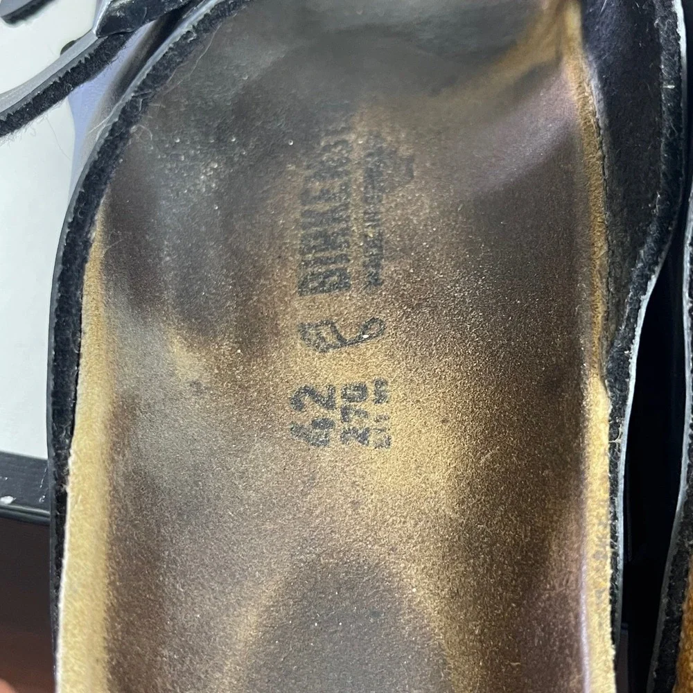 Birkenstock Arizona Black Leather Black Sandals Slide Slip On Men's 42 EU/8 US